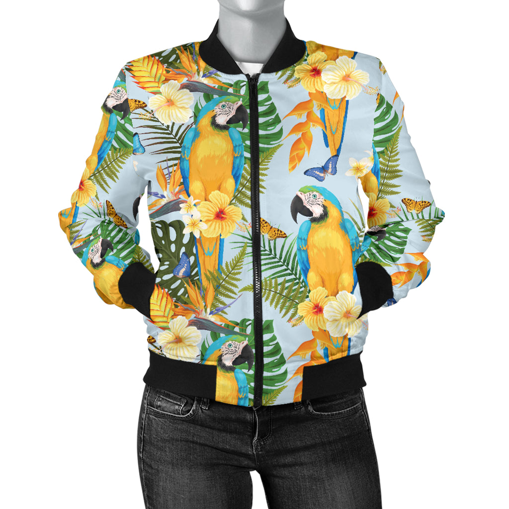 Parrot Pattern Print Design A04 Women's Bomber Jacket