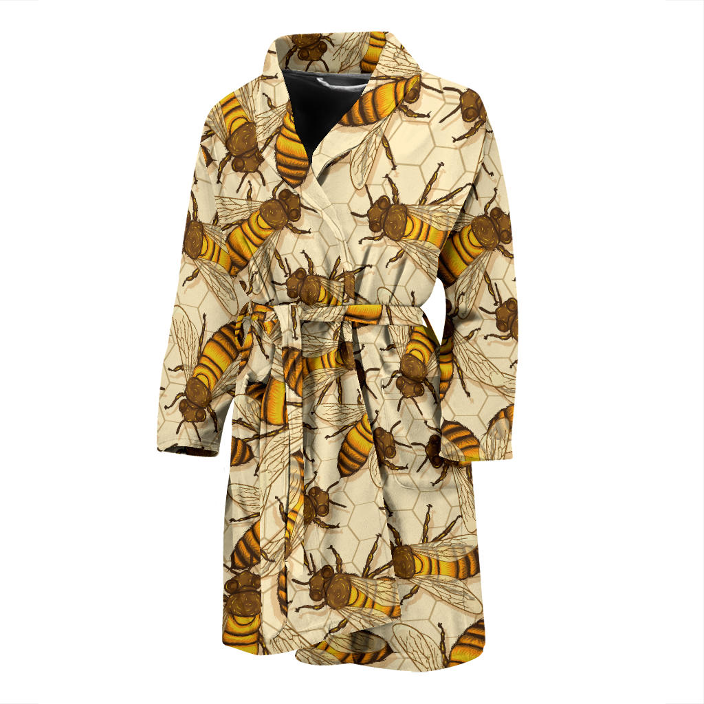 Bee Pattern Print Design BEE05 Men Bathrobe