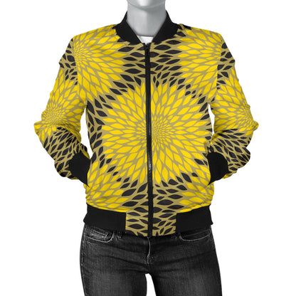 Sunflower Pattern Print Design SF06 Women Bomber Jacket