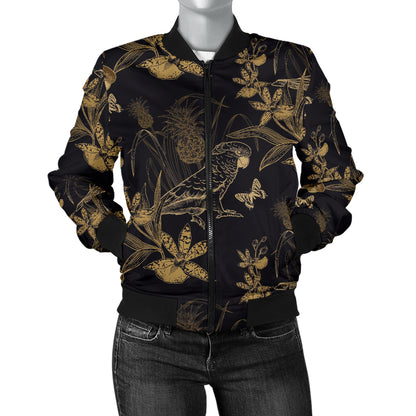 Parakeet Pattern Print Design A05 Women's Bomber Jacket