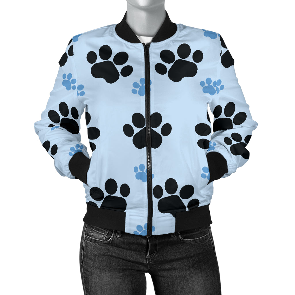 Paw Pattern Print Design A04 Women's Bomber Jacket