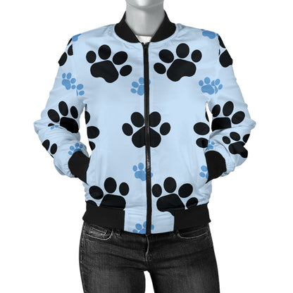 Paw Pattern Print Design A04 Women's Bomber Jacket