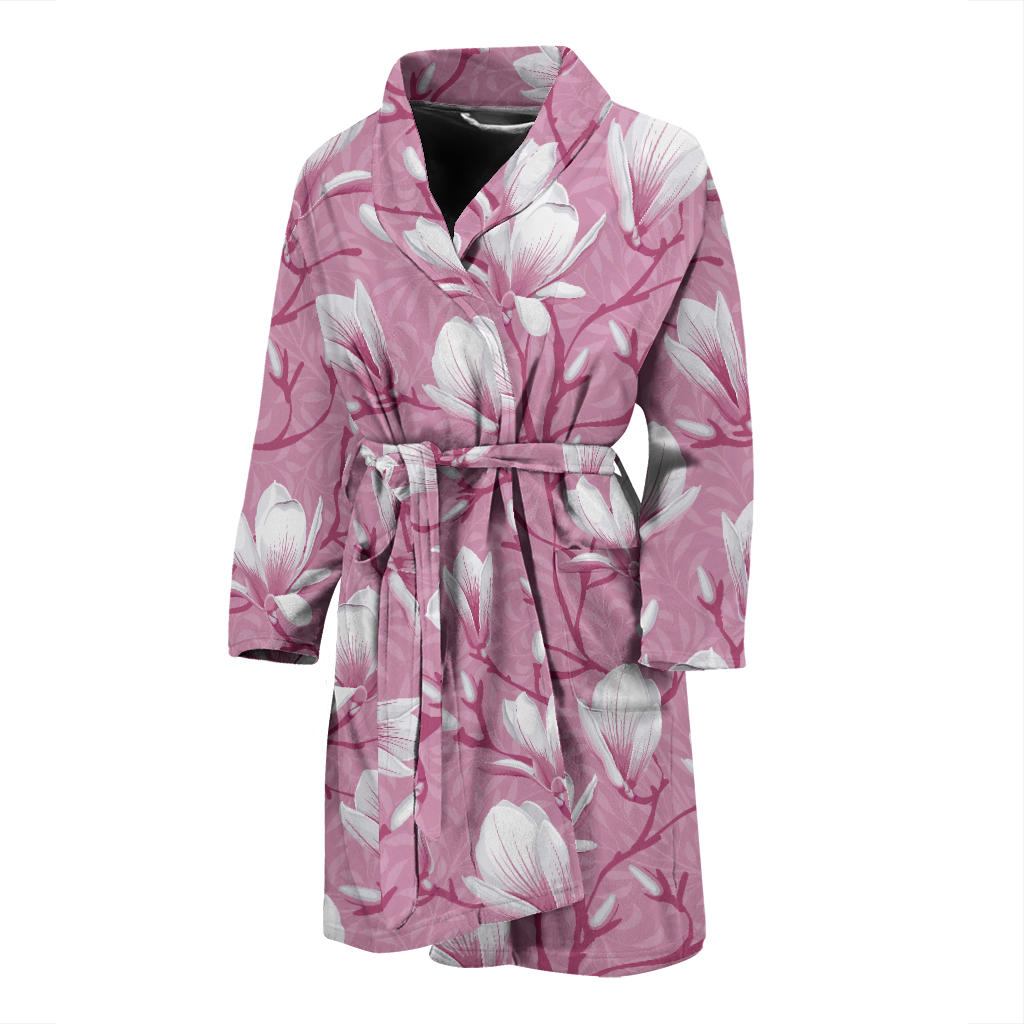 Magnolia Pattern Print Design MAG05 Men Bathrobe