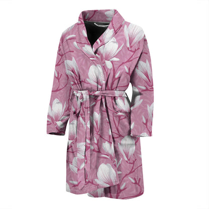 Magnolia Pattern Print Design MAG05 Men Bathrobe