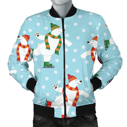 Polar Bear Pattern Print Design PB07 Men Bomber Jacket