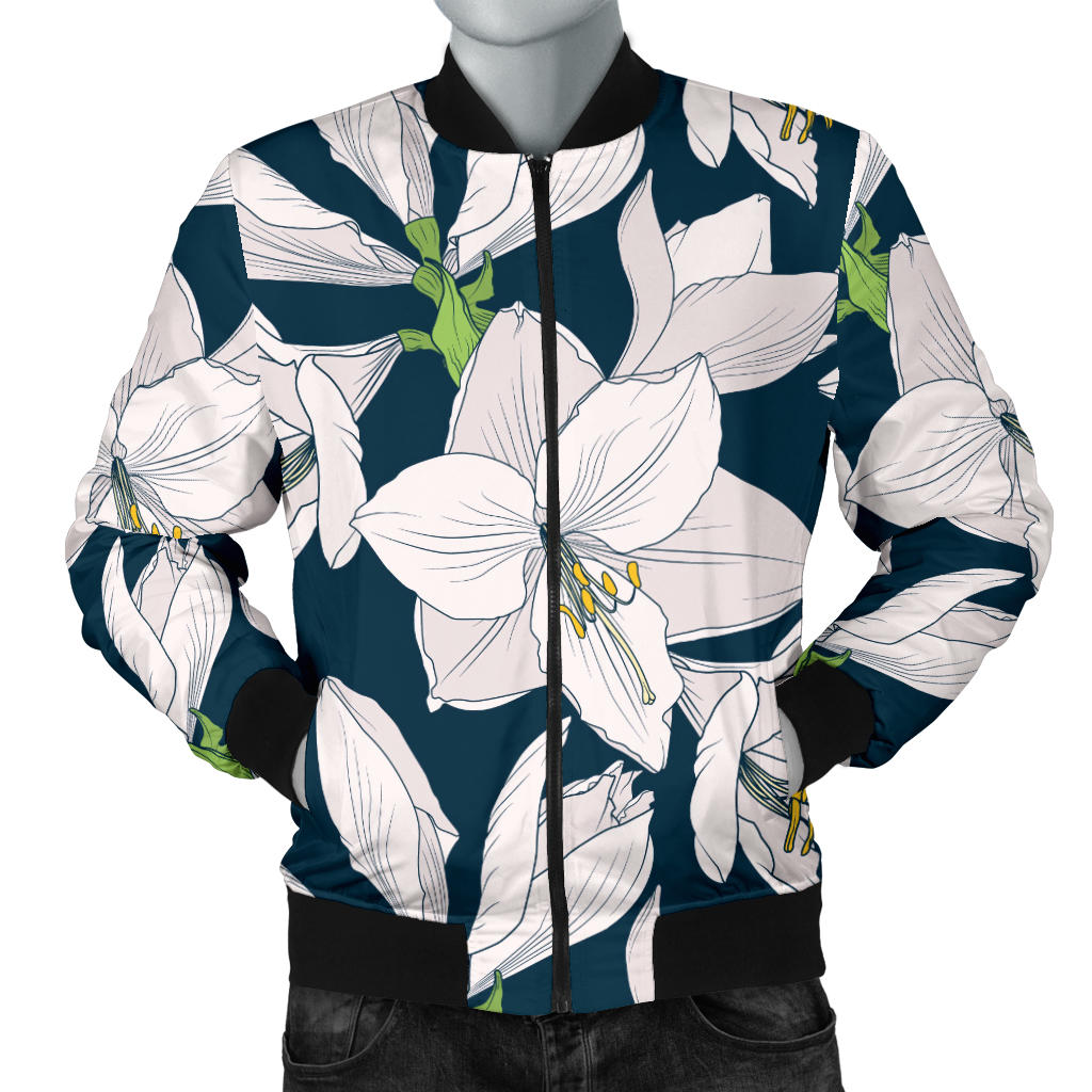 Amaryllis Pattern Print Design AL02 Men Bomber Jacket