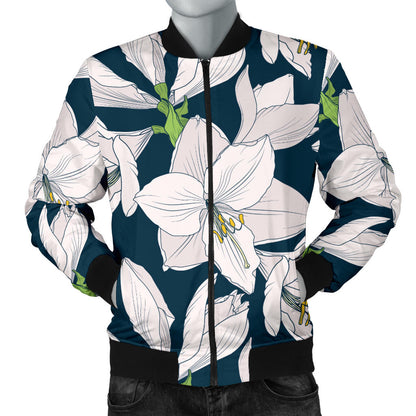 Amaryllis Pattern Print Design AL02 Men Bomber Jacket
