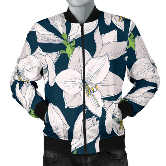 Amaryllis Pattern Print Design AL02 Men Bomber Jacket