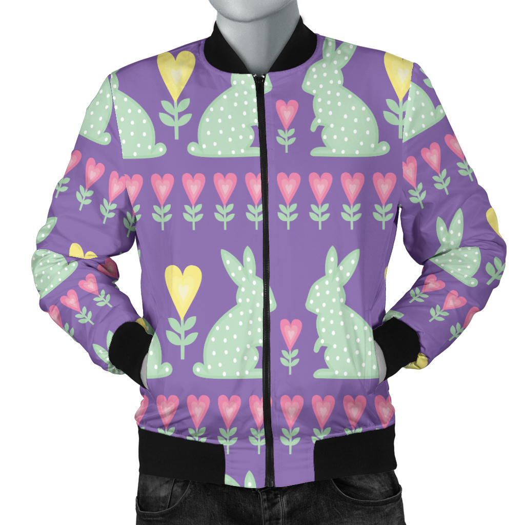 Rabbit Pattern Print Design RB01 Men Bomber Jacket