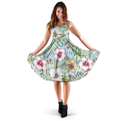 Tropical Flower Pattern Print Design TF05 Midi Dress