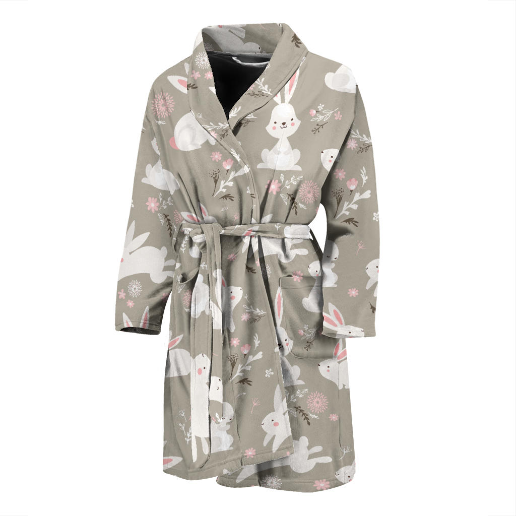 Rabbit Pattern Print Design RB03 Men Bathrobe
