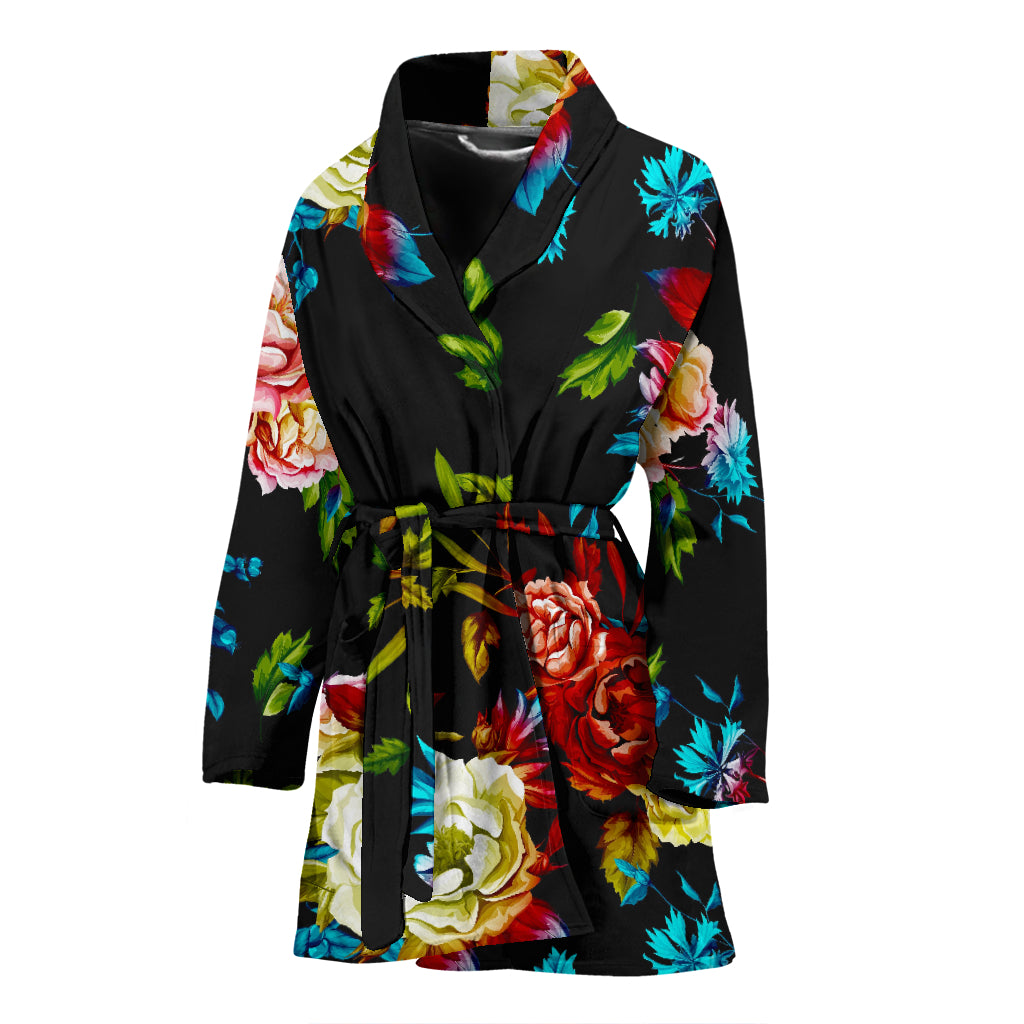 Peony Pattern Print Design PE07 Women Bathrobe