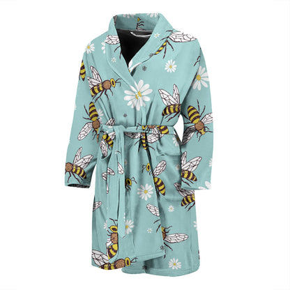 Bee Pattern Print Design BEE010 Men Bathrobe