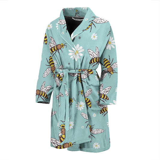 Bee Pattern Print Design BEE010 Men Bathrobe