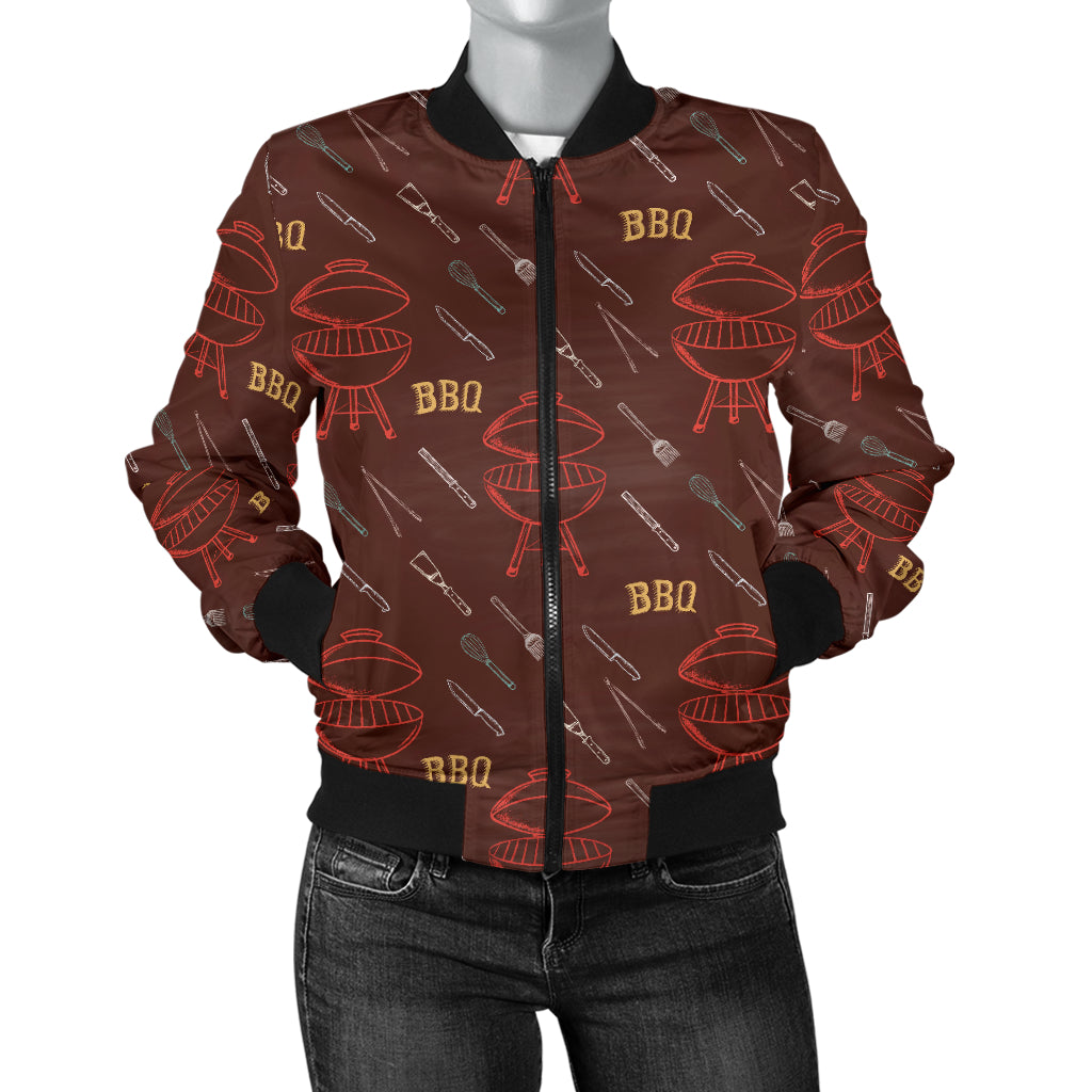 Barbecue Pattern Print Design 01 Women's Bomber Jacket