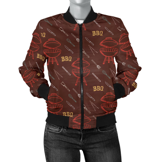 Barbecue Pattern Print Design 01 Women's Bomber Jacket