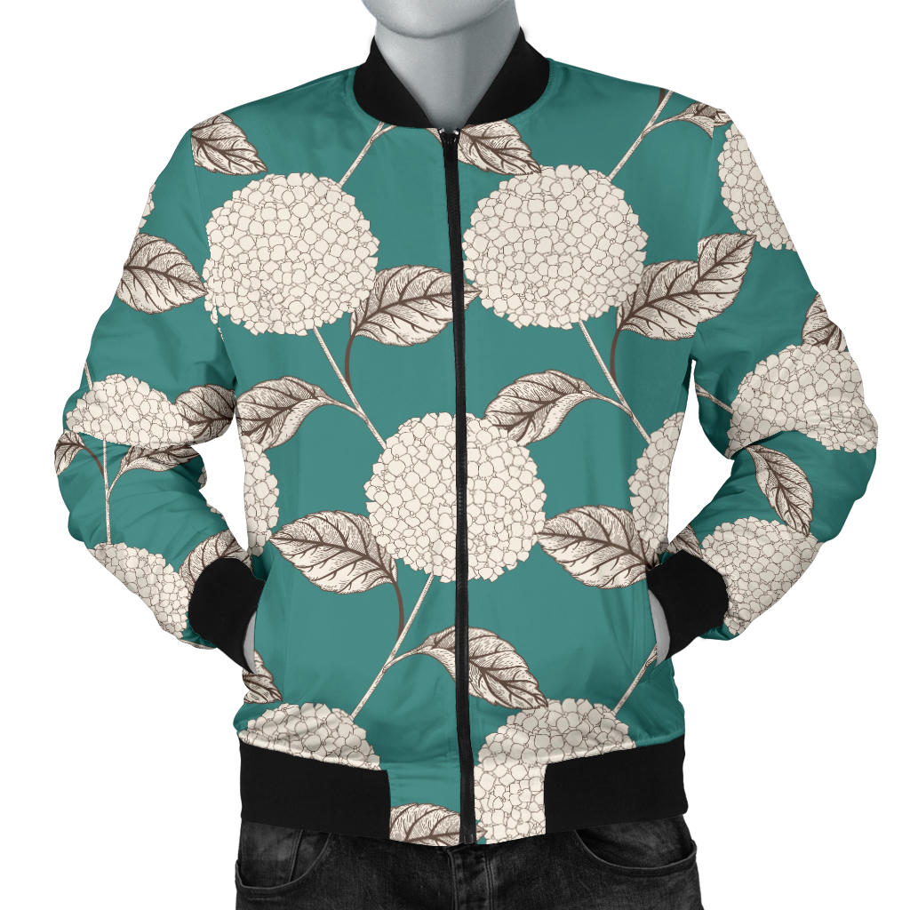 Hydrangea Pattern Print Design HD03 Men Bomber Jacket