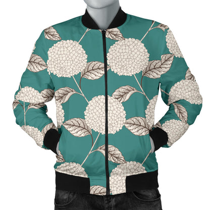 Hydrangea Pattern Print Design HD03 Men Bomber Jacket