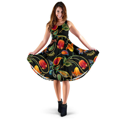 Tulip Boho Pattern Print Design TP09 Midi Dress