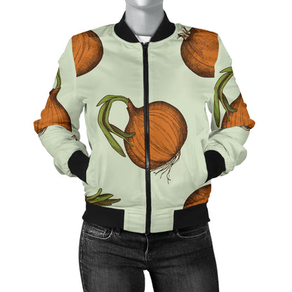 Onion Pattern Print Design A05 Women's Bomber Jacket