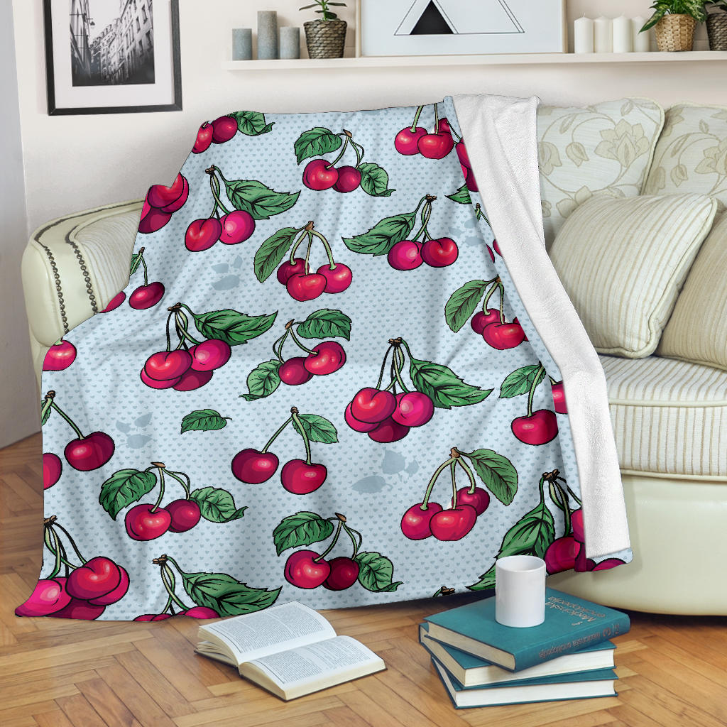 Cherry Pattern Print Design CH01 Fleece Blanket