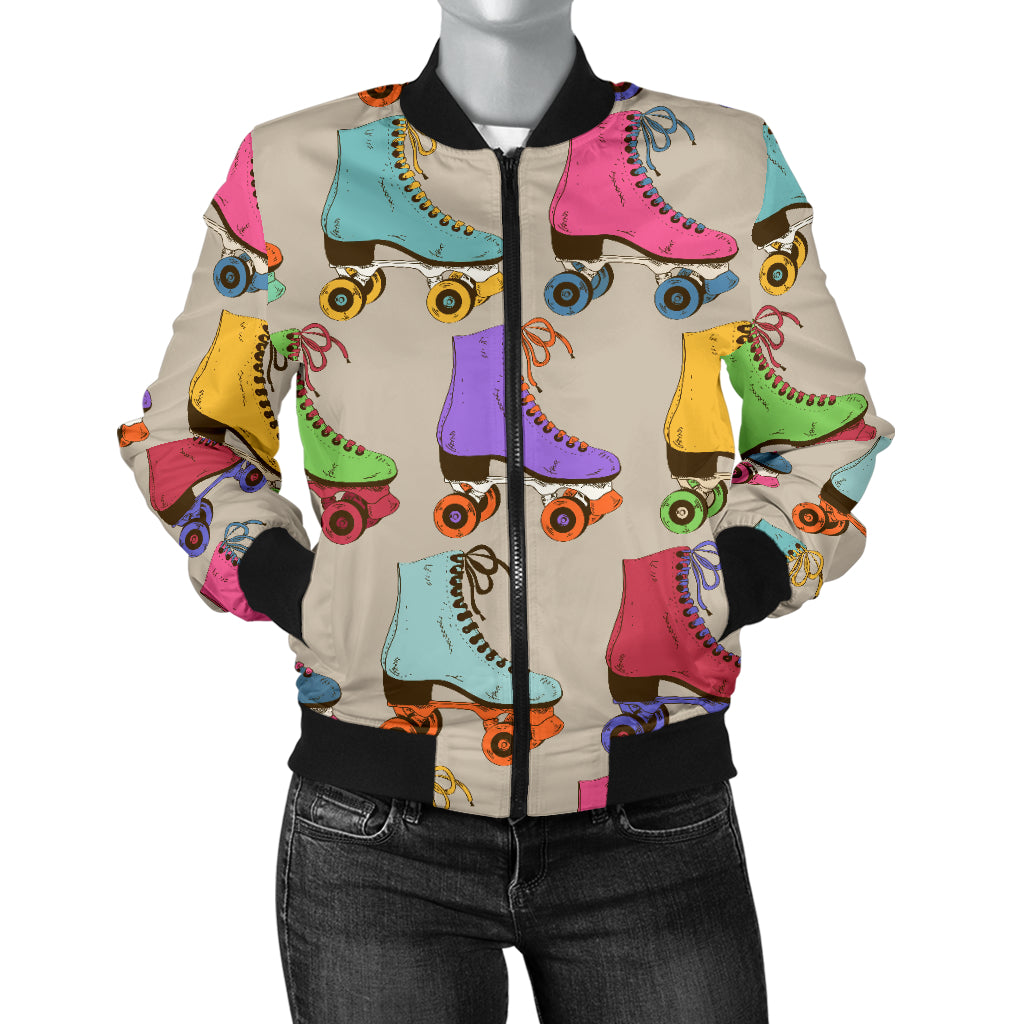 Roller skate Pattern Print Design A01 Women's Bomber Jacket