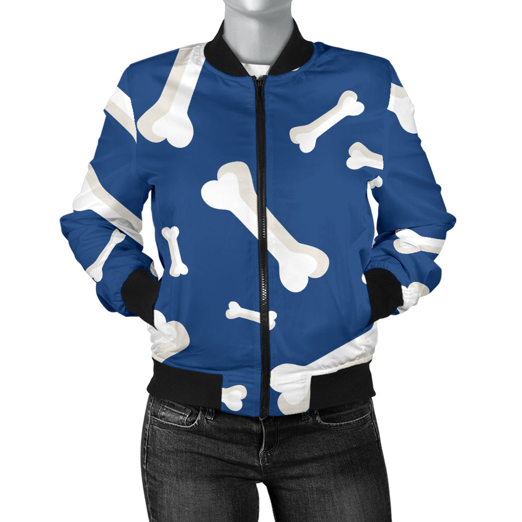 Dog Bone Pattern Print Design 03 Women's Bomber Jacket