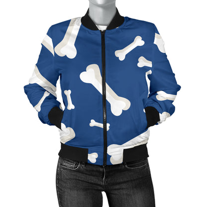 Dog Bone Pattern Print Design 03 Women's Bomber Jacket