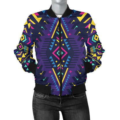 Aztec Pattern Print Design 07 Women's Bomber Jacket