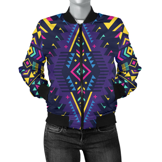 Aztec Pattern Print Design 07 Women's Bomber Jacket