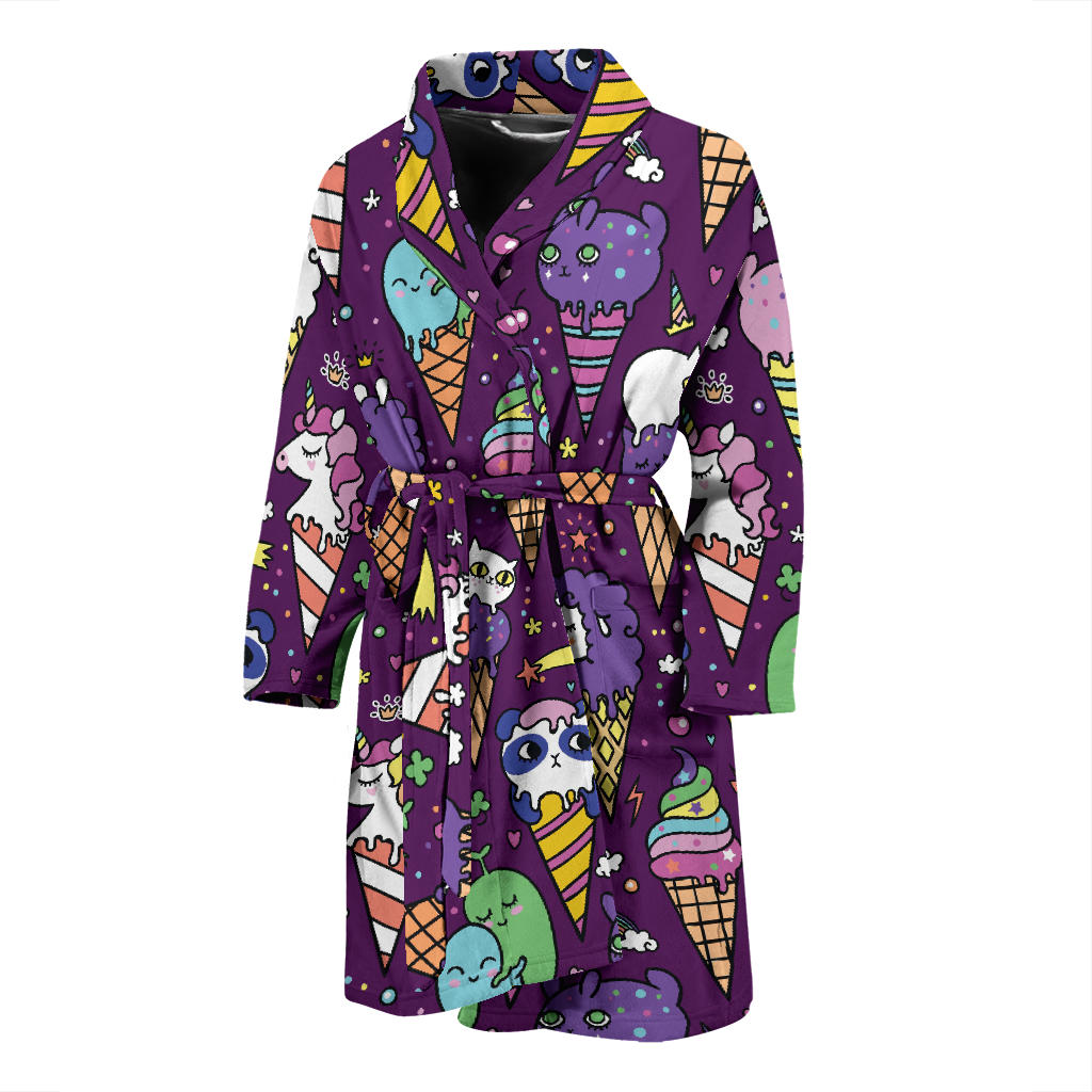 Ice Cream Pattern Print Design IC07 Men Bathrobe