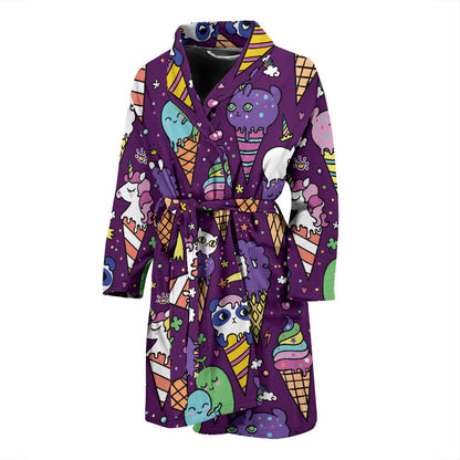 Ice Cream Pattern Print Design IC07 Men Bathrobe