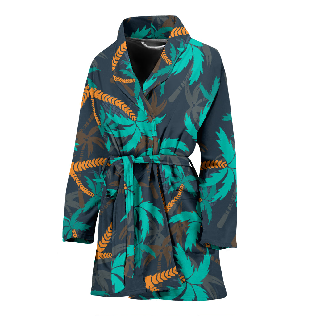 Palm Tree Pattern Print Design PT01 Women Bathrobe