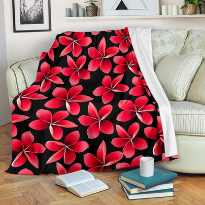 Red Plumeria Pattern Print Design PM025 Fleece Blanket