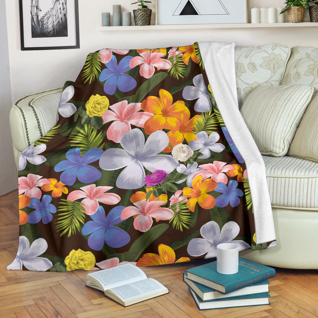 Plumeria Pattern Print Design PM03 Fleece Blanket