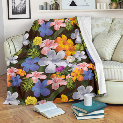 Plumeria Pattern Print Design PM03 Fleece Blanket