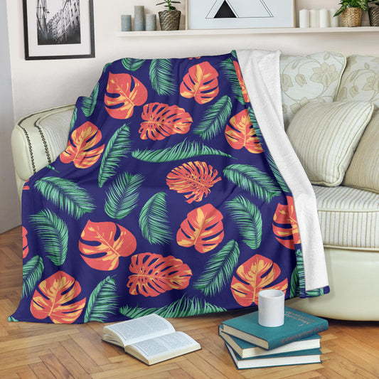 Palm Leaves Pattern Print Design PL011 Fleece Blanket