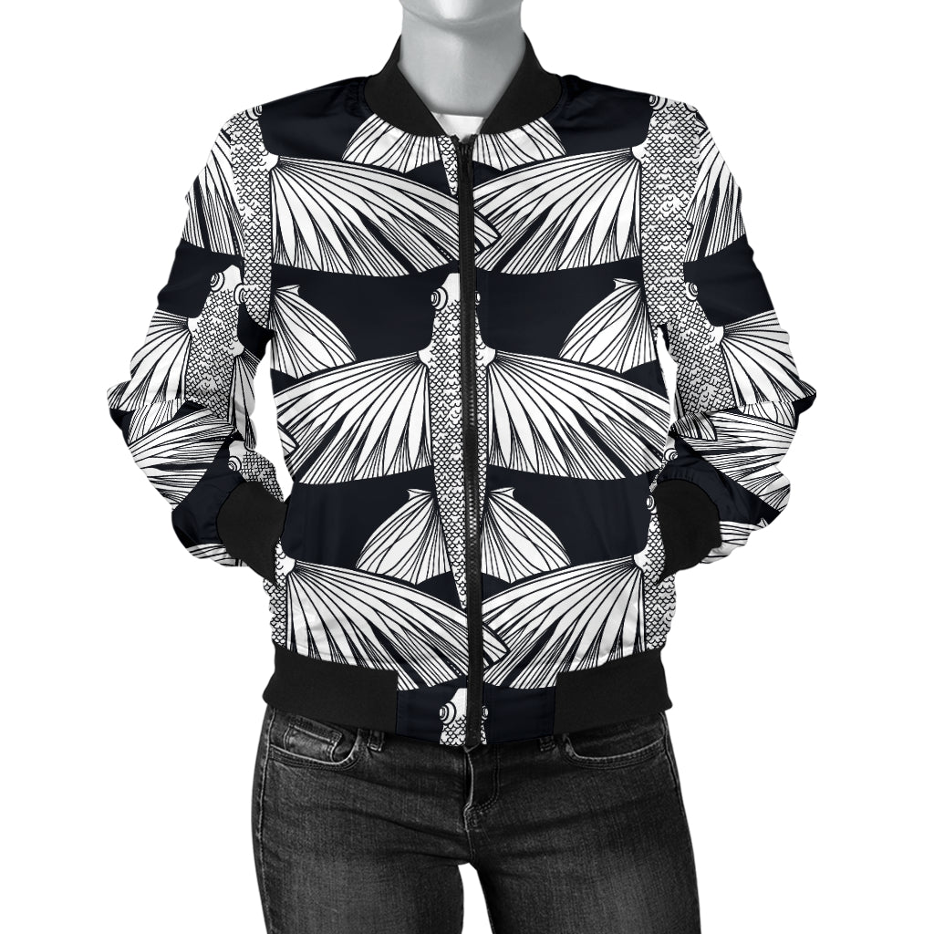 Flying Fish Pattern Print Design 03 Women's Bomber Jacket