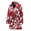 Red Hibiscus Pattern Print Design HB01 Women Bathrobe