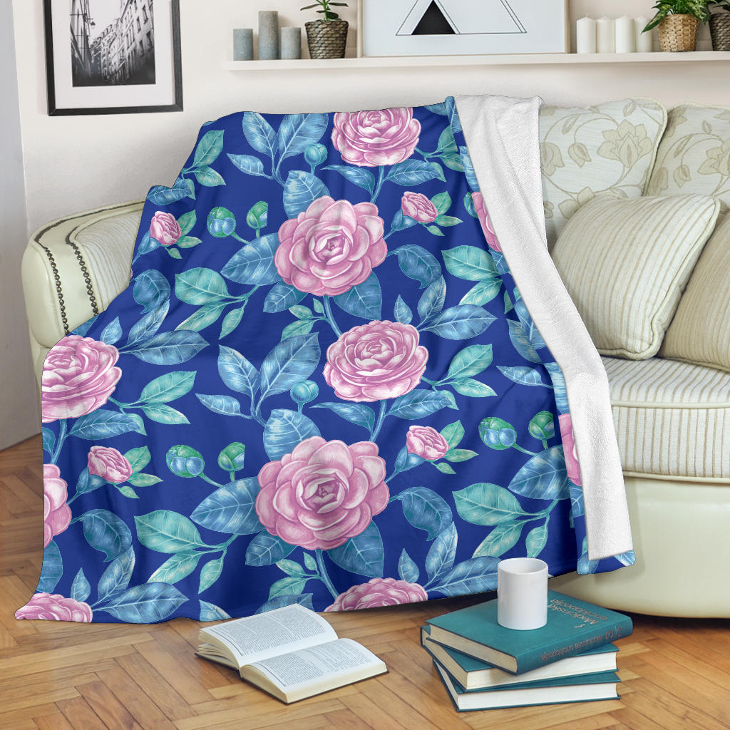 Camellia Pattern Print Design CM05 Fleece Blanket