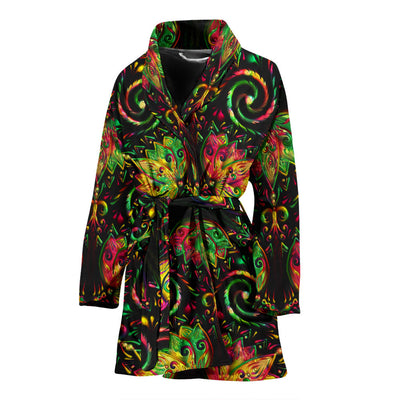 lotus Boho Pattern Print Design LO09 Women Bathrobe