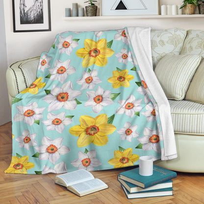 Daffodils Pattern Print Design DF07 Fleece Blanket