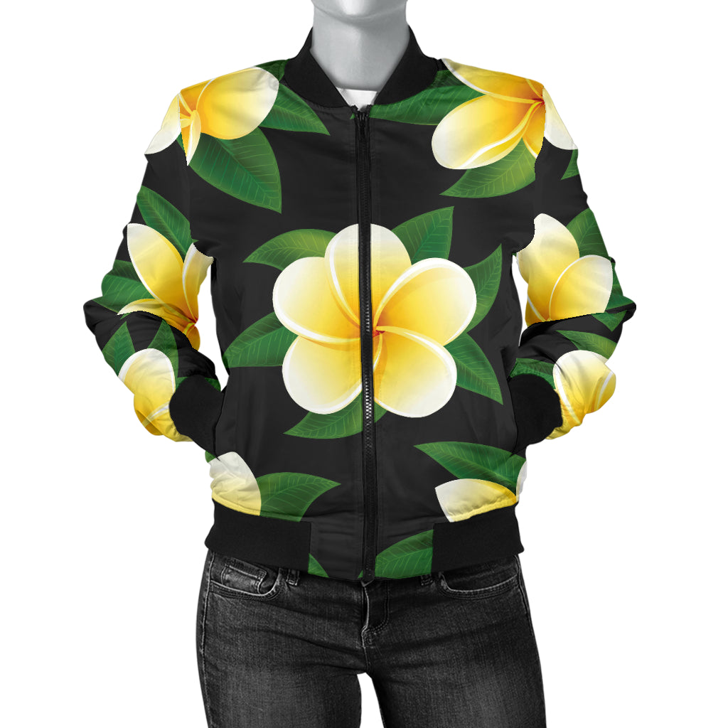 Plumeria Pattern Print Design A03 Women's Bomber Jacket