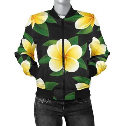 Plumeria Pattern Print Design A03 Women's Bomber Jacket
