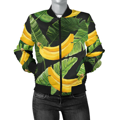 Banana Pattern Print Design BA01 Women Bomber Jacket