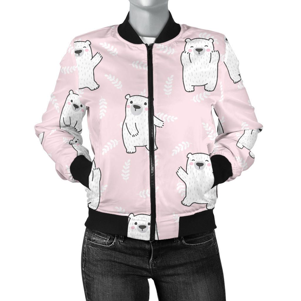 Polar Bear Pattern Print Design PB09 Women Bomber Jacket