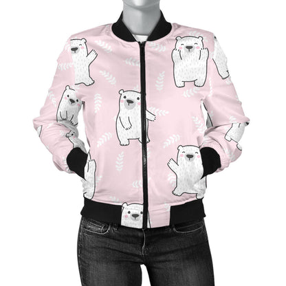Polar Bear Pattern Print Design PB09 Women Bomber Jacket