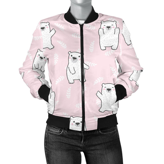 Polar Bear Pattern Print Design PB09 Women Bomber Jacket