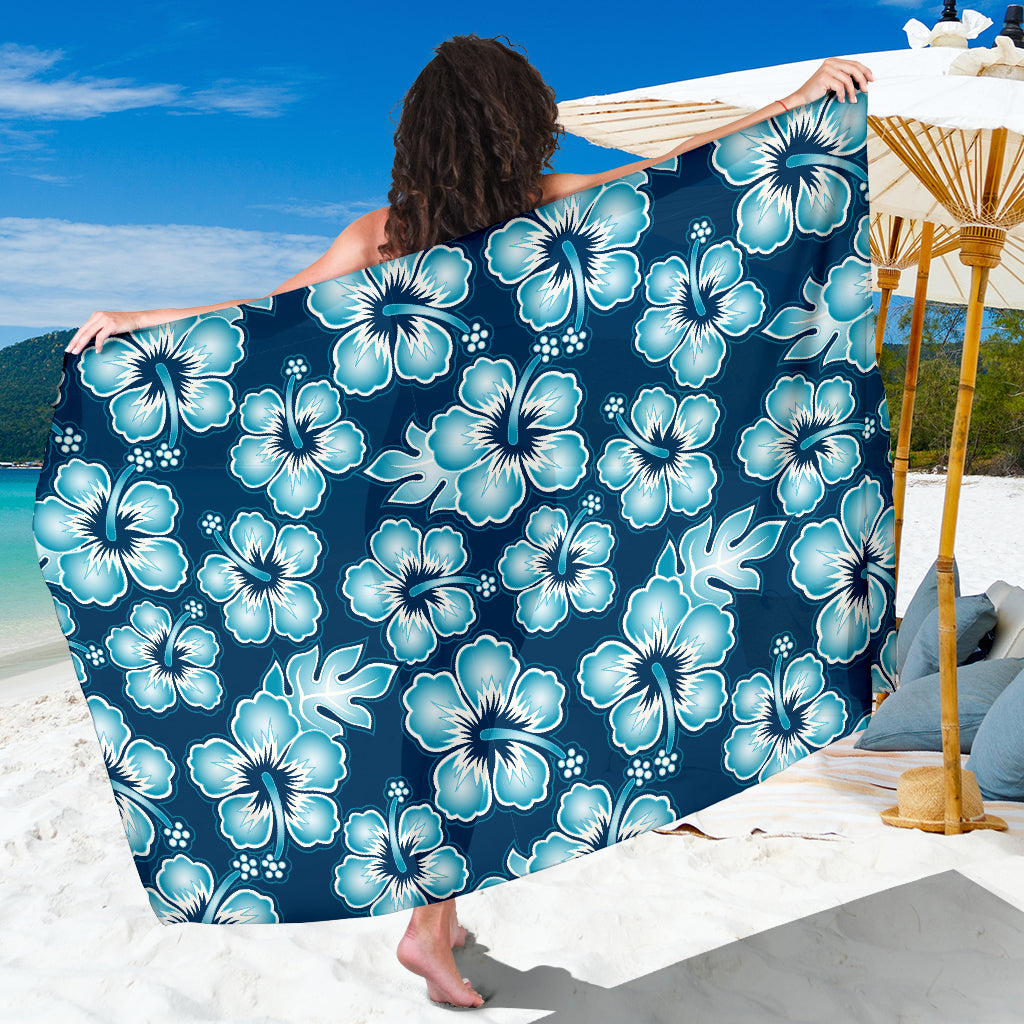 Blue Hibiscus Pattern Print Design HB011 Sarong Pareo Wrap