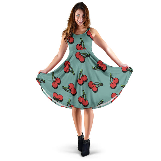 Cherry Pattern Print Design CH03 Midi Dress